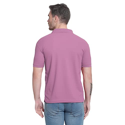 Image of Men's Poly Cotton-Matty Tshirt with Regular Fit Solid Pattern Half Sleeve Standard Length and Button Down Closure|Men's T-Shirts