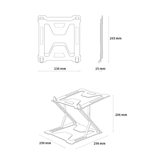 Soporte vertical para computadora portátil elevable y ajustable en color de plata para escritorio 3