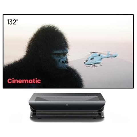 AWOL Vision LTV-3500 Pro UST Projector & 132inch Cinematic Screen Bundle, 150" Perfect Sharpness, Dolby Vision, 4K Laser Projector and 100" Fixed Frame, 80% Picture Quality Improved, 95% Celling Cover