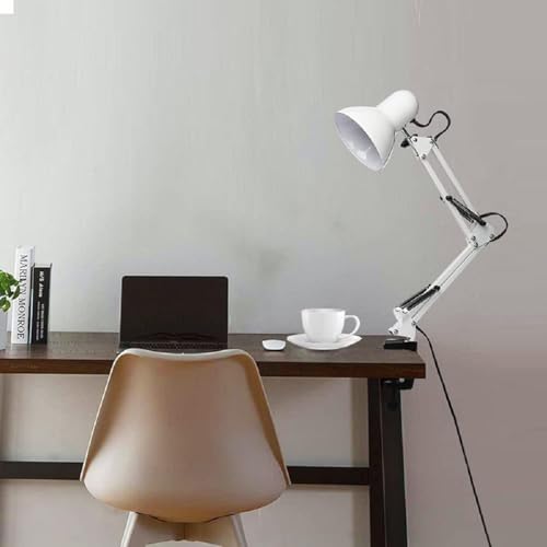 Luminária Piso Chão 1,90m Articulada Abajur Gimpo 930B + 1 Lâmpada LED + Garra Cor: BRANCO
