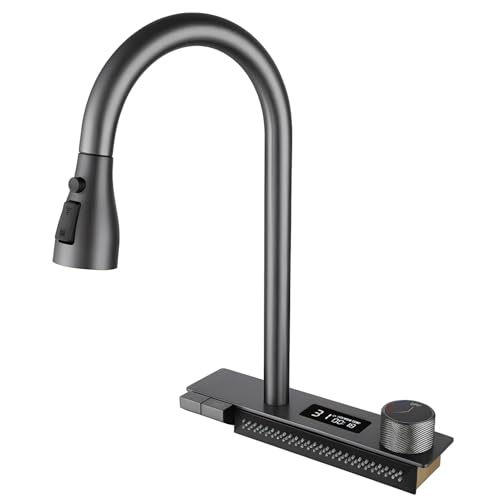 Robinet de cuisine extractible noir évier cascade multifonction