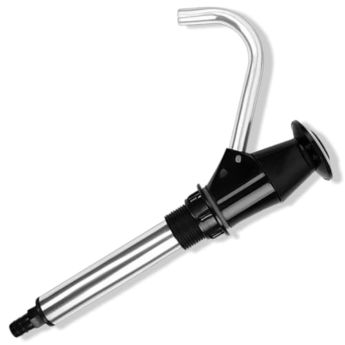 Image of QPINGH Modern Aluminum & Plastic Caravan Sink Hand Pump, Double Action Manual Water Pump for Camping Trailer, Motorhome, Work Vehicles, Black Silver