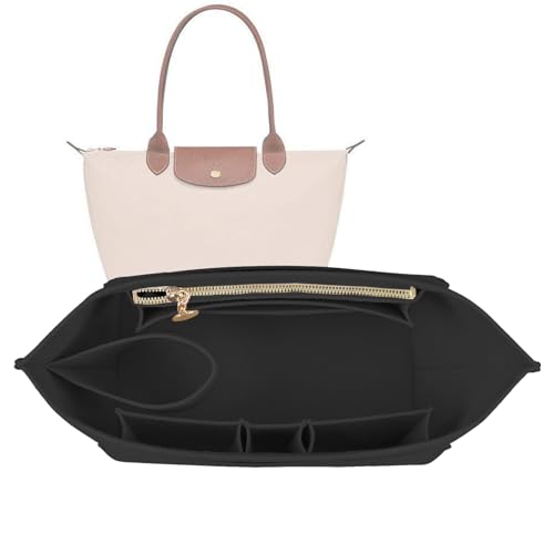 Organizador interno Lckaey para a bolsa longchamp le pliage, inserção em organizador de bolsa, inserção em bolsa de mão, inserções de pequeno organizador de bolsa 040DlacK-S