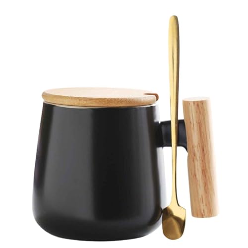 Caneca de Café em Cerâmica Lindo Design Cabo e Tampa de Madeira c...