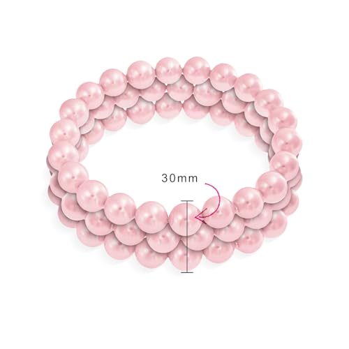 Bracelet extensible perles blanches roses empilables multi-rangs 8 10 12mm - 4