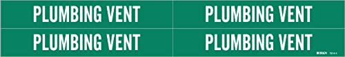 Brady 7214-4-PK, PLUMBING VENT Pipe Marker White on Green 4 per Card, 5 PK, Legend 'PLUMBING VENT'