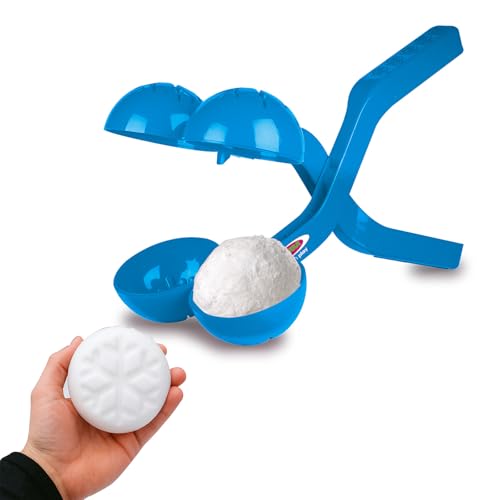 JAMARA 461147 Snow Play Schneeballzange Duo 38cm - Kinder Schneeball Snow Zange, Schneekugel Maker, Geschenkidee für Jungen und Mädchen, Schneebälle in Sekunden Formen, Blau