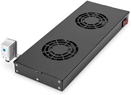 DIGITUS Lüftereinheit 19" 1HE - Rack- oder Dachmontage - Für VarioFLEX Schränke - 2x Lüfter - Thermostat - Schwarz
