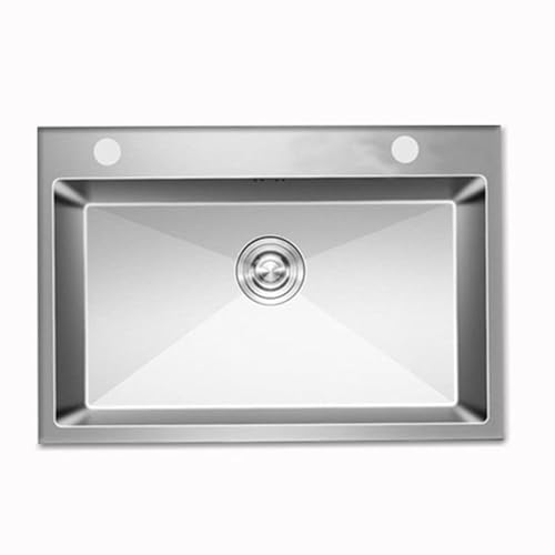 Brigtviee Fregadero de Cocina, Fregadero Cocina 1 Seno en Acero Inoxidable, Fregadero sobre Encimera, Fregadero Bajo Encimera, Fregadero Incorporado, Fregadero Acero Inoxidable,500x400mm
