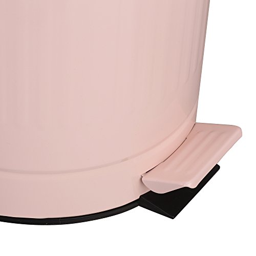 Image of Pink Trash Can with Lid, Bathroom Bedroom Waste Basket Soft Close, Small Garbage Can, Retro Vintage Home Office Trash Can, 12 Liter /3 Gallon, Glossy Pink