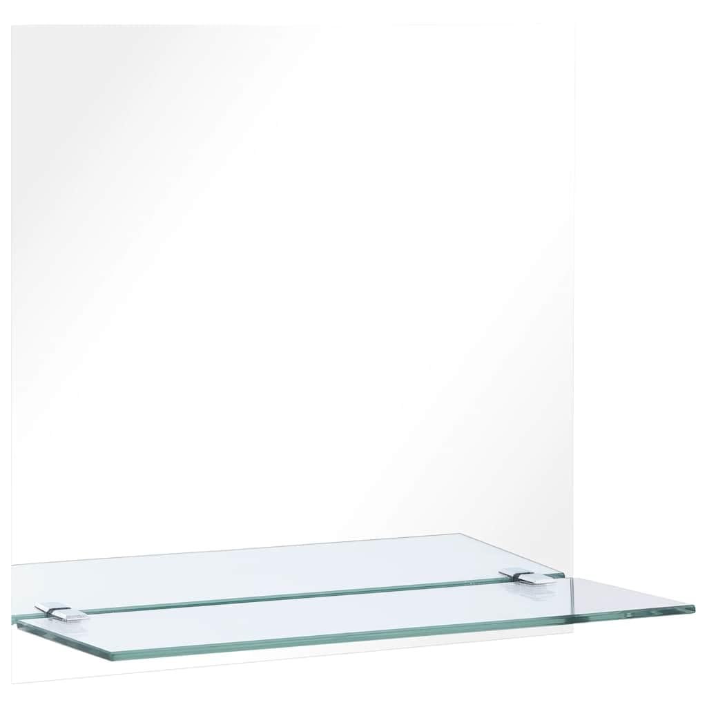 KGHFDVB Tempered Glass Square Wall Mirror with Shelf 40x40 cm for Bathroom, Living Room, or Bedroom Décor