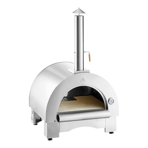 Glownary 31.75-Inch Stainless Steel Wood-Fired Outdoor Pizza Oven, Countertop, Fire Brick Deck, Dual 14-Inch Pizza Capacity, Silver, with Thermometer Glownary 31.75-Inch Stainless Steel Wood-Fired Outdoor Pizza Oven, Countertop, Fire Brick Deck, Dual 14-Inch Pizza Capacity, Silver, with Thermometer