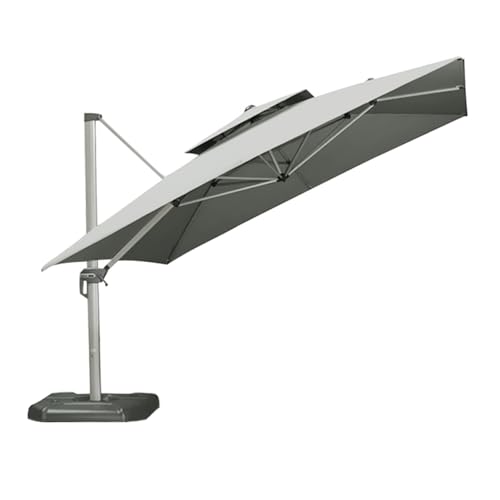 HFEHSKJ 10 FT 8 Rib Umbrella Canopy Replacement, 2 Tier Square Patio Umbrella Replacement Top Cover, Hanging Offset Cantilever Replacement Cover for Backyard Garden Beach Yard Table (Gray), Taupe