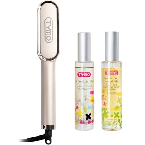 TYMO Ring Hair Straightener Brush + Hair Oil Spray + Heat Protection for Hair