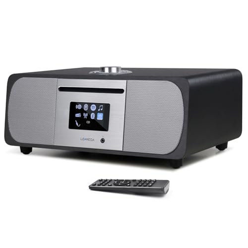 LEMEGA M5P DAB+ Radio with CD Player,WIFI Internet Radio,DAB FM Digital Radio,Bluetooth Speaker,Spotify,35W Hi-Fi Stereo Music System,USB player,Dual Alarms Clock with Remote Control,Anthracite