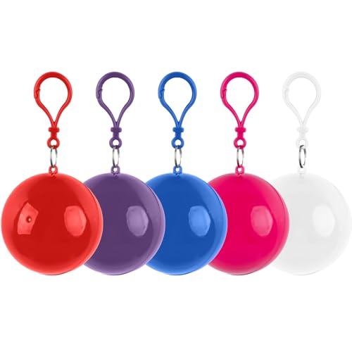AUEAR, 5 Pack Portable Disposable Raincoats Waterproof Rain Ponchos in A Ball for Traveling Camping Cycling Outdoor (Style B)