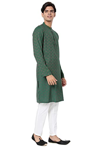 In-Sattva Men's Indian Mandarin Collar Geometric Patterned Long Kurta Tunic2