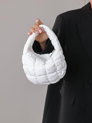 Image of Quilted MINI Handbag and Purses Women Puffer Nylon Hobo Cotton Padded Purse Work Travel Lightweight