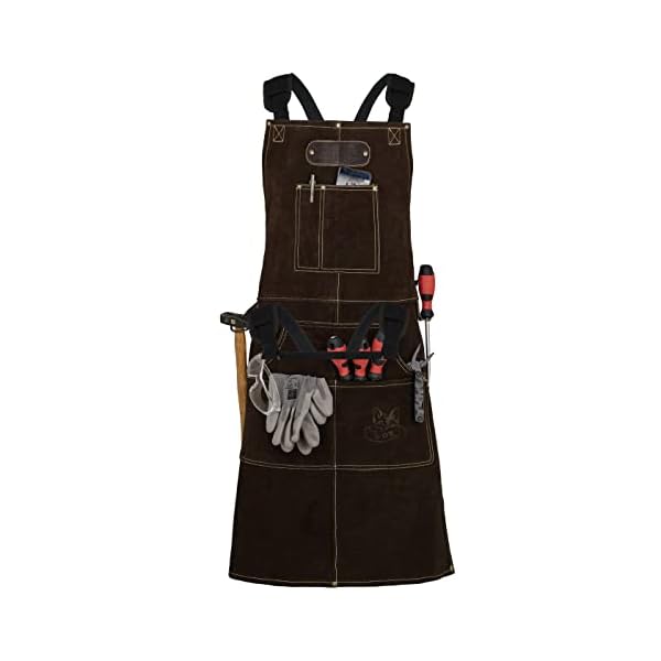 Black Forest Fox ROUGH Schweißer-, Arbeitsschürze Lederschürze aus Büffel Wild Leder Schürze, Rauleder, Grillschürze…