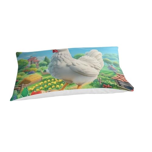 Parure de lit 3D Coq microfibre avec housse de couette et taie d'oreiller pour lit simple