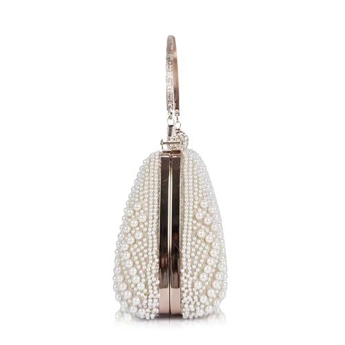 Image of Lady Quinton Pearl and Rhinestone Evening Clutch Bag, Bridal Party Handbag with Chain Strap