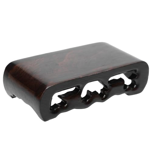 TOYANDONA Rectangular Shape Wooden Pedestal Base for Flower Vase and Buddhist Statue Display, Black Catalpa Wood Book Scroll Design, Small Size Bonsai and Flowerpot Stand for Home Decor