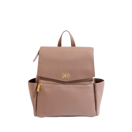 Image of Freshly Picked Mini Classic Diaper Bag Backpack, Wipeable Vegan Leather, 8 Pockets Total (Heather)