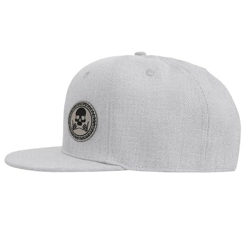 Image of Flat Brim Hats for Men - Gothic Style Skull Hat Leather Pattern - Hip-Hop Snapback Hat Skeleton Hats for Men