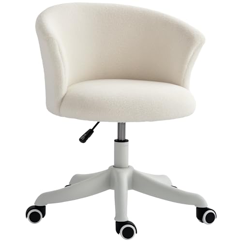 Vinsetto Armless Office Chair, Fluffy Computer Desk Chair with Adjustable Height, Swivel Wheels, Mid...