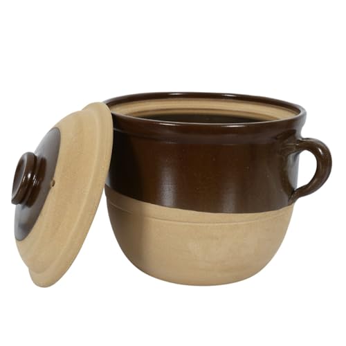 Operitacx Olla de Barro para Guisar 2l Doble Asa, Diseño Compacto y Antiadherente, Utensilio Adecuado para Cocinar en Casa