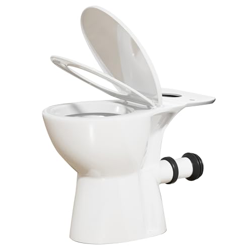 Hohe Spülrandlose Toilette für Größere Menschen Senioren Soft-Close Absenkautomatik Stand WC Badezimmer 48cm Höher Keramik Weiß