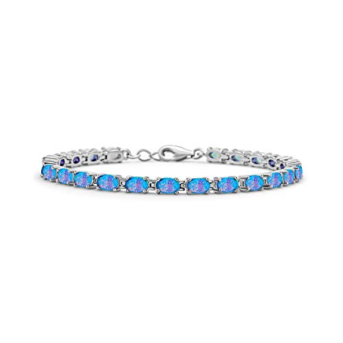 Bling Jewelry Traditional Gemstone Garnet Sapphire Amethyst Opal Tennis Bracelet For Women 14K Plated .925 Sterling Silver 7-7.5 Inch