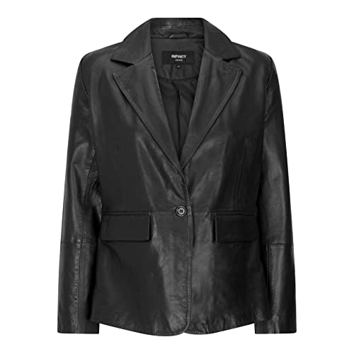 Blazer classico da donna con 1 bottone realizzato in morbida pelle napa