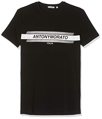 Antony Morato T Shirt Girocollo Manica Corta Stampa Logo Camiseta de Tirantes, Negro (Nero 9000), Large para Hombre