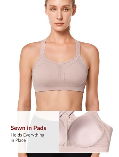 Image of Yvette Criss Cross Adjustable High Impact Running Bra | Pickleball Tennis, Big Bust Plus Size, Adjustable Strap, Wireless Sewn in Pads, No Bounce, Full Coverage, Moisture-Wicking