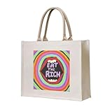 JWPPPATD Bolso de mano Eat the Rich, de lujo, para mujer, personalizado, de lona, ​​carrito de compras, bolsos grandes