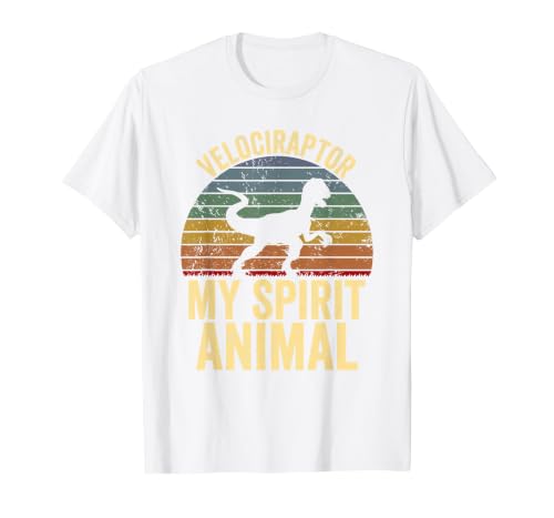 Velociraptor is My Spirit Animal Dinosaur Lovers T-Shirt, Men, White, Small