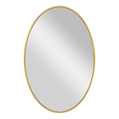 Image of MCS Master & Co. Modern Metal Large Wall Mirror, Minimalist Home Decor Oval Mirror for Living Room, Bedroom, or Bathroom, 24 by 36 Inch, Brass
