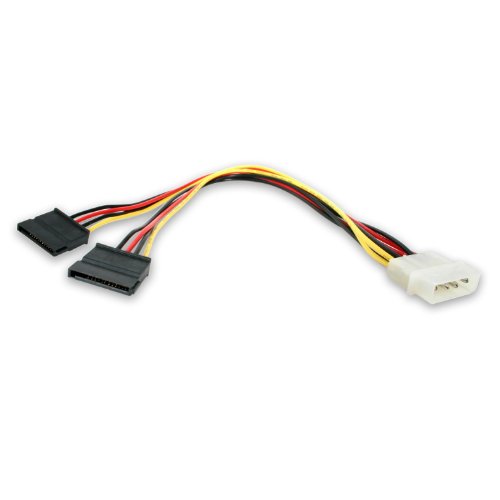 StarTech.com Câble d'Alimentation Adaptateur en Y Molex vers Double SATA - 30 cm - 1x LP4 Mâle - 2x SATA Power Receptacle (PYO2LP4SATA)