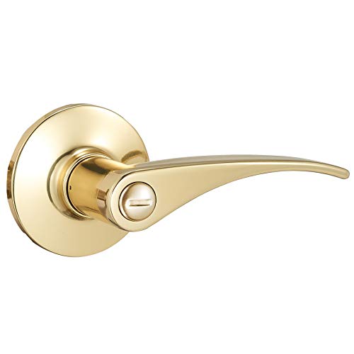 Amazon Basics Victory Door Lever With Lock, Privacy, Polished Brass #TOP1