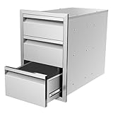 Migoda Outdoor Kitchen Access Drawer 16 x 21 x 23 inch Flush Mount BBQ Triple Layer Drawer, Durable Stainless Steel for BBQ Island Patio