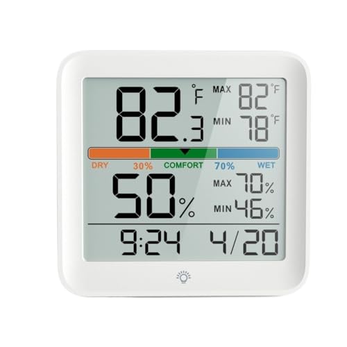 Thermomètre d'intérieur grand écran couleur pour température et humidité domestique
