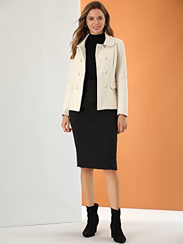 Allegra K Women's Peter Pan Collar Peacoat Double Breasted Short Coat3