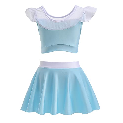 Image of Princess Two-Piece Tankini Swimsuit for Girls Bathing Suits Ruffles Swimwear Surf Beach Summer Swimming Bikini Set