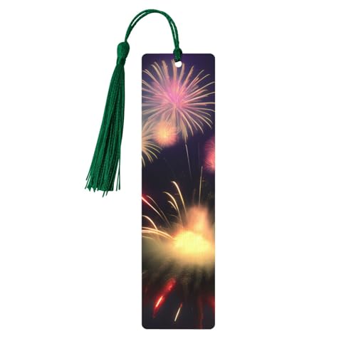 Explosion Fireworks 3Dプリント 読書ページマーカー しおり タッセル付き木製ブックマーク 5個 本好きへのギフトに