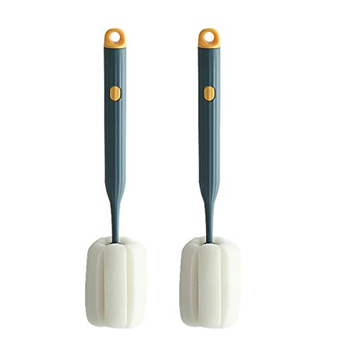 Image of Bottle Soft Brush -2Pcs Sponge Bottle Brush Soft and Easy to Clean, Baby Bottle Sponge Brush Can Effectively Remove The Stain Residue On The Bottom of The Cup (Green)