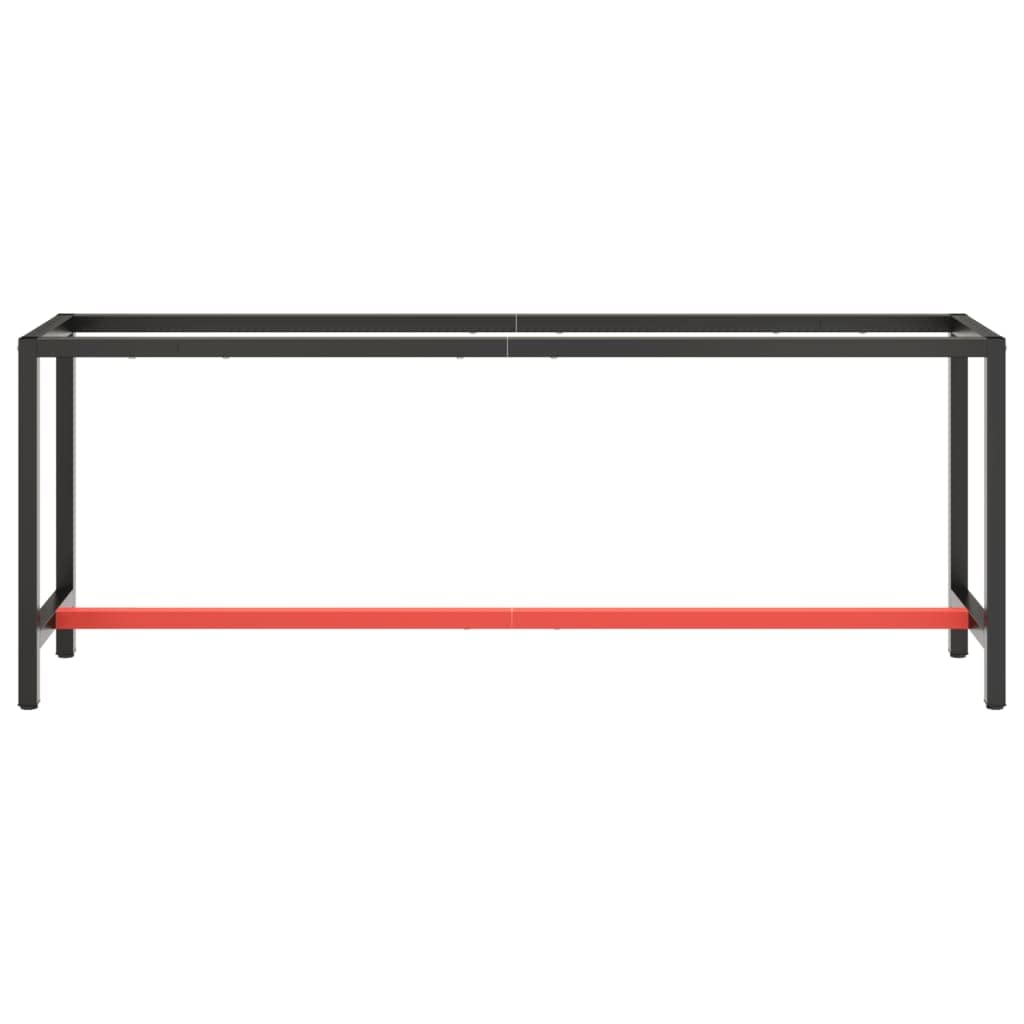 Estructura para banco de trabajo, color negro mate, de metal con recubrimiento en polvo, dimensiones 210 x 50 x 79 cm, patas de mesa con pie de apoyo, agujeros preperforados, para estructura