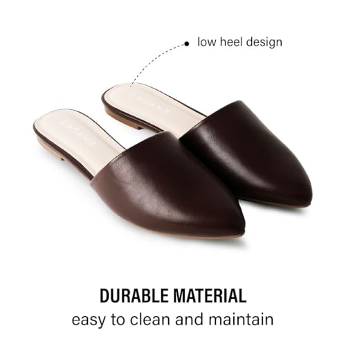 J. Adams Lennox Mules for Women - Closed Pointed Toe Flat Heel Slides3