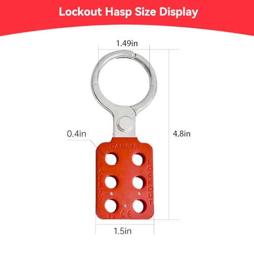 Image of Lock Out Tag Out Hasp,Red 1.5 inch Jaw Diameter Aluminum Lockout Hasp Tamper-Proof Padlock Hasp with Extended Jaw,Nylon Handle,Impact-Resistant(10 Pack)