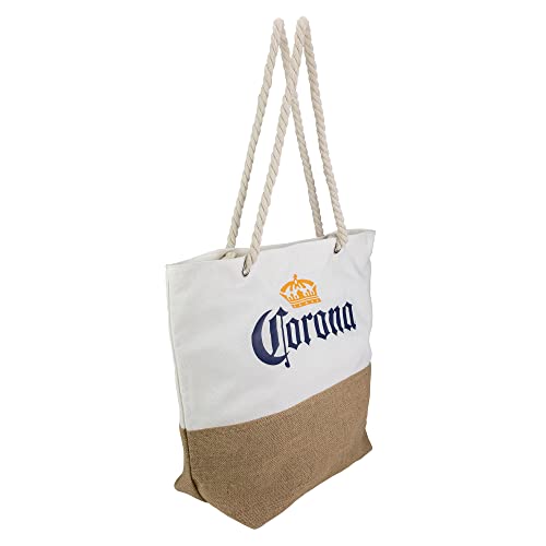 Northlight 19.25" Corona Canvas and Burlap Beach Tote Bag with Rope Handles, White2